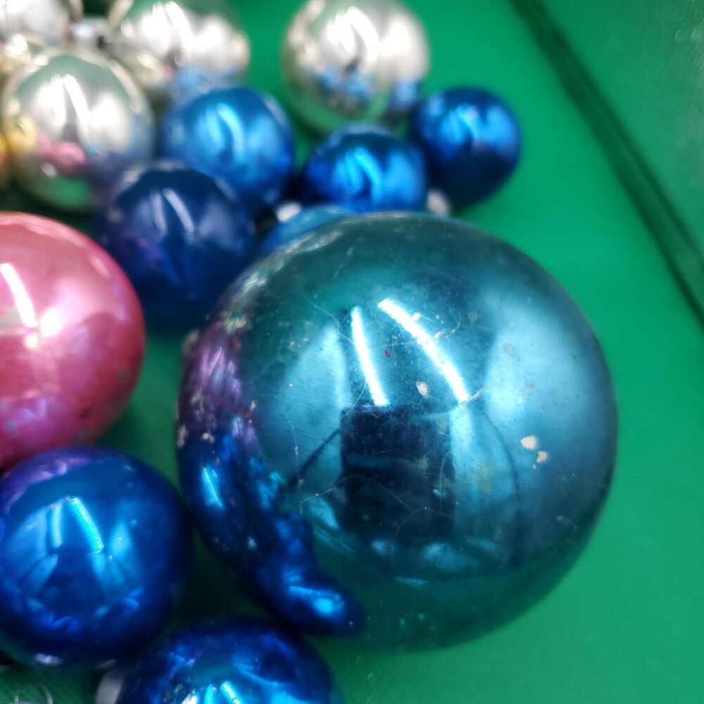 Lot of 59 Vintage Shiny Metallic Christmas Ornaments All Size/Color Made In USA - Picture 7 of 15